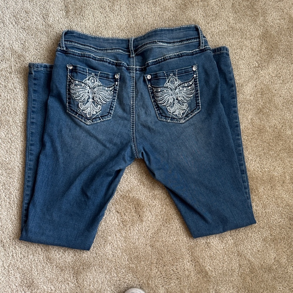 Bootcut Women's Jeans Embroidered Pockets (very worn hence the low price thanks)